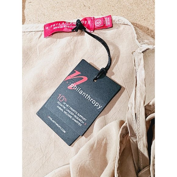 Womans Philanthropy Japanese Sand Wash Curpo Slip Dress SIze Medium Tan NEW - Picture 3 of 7